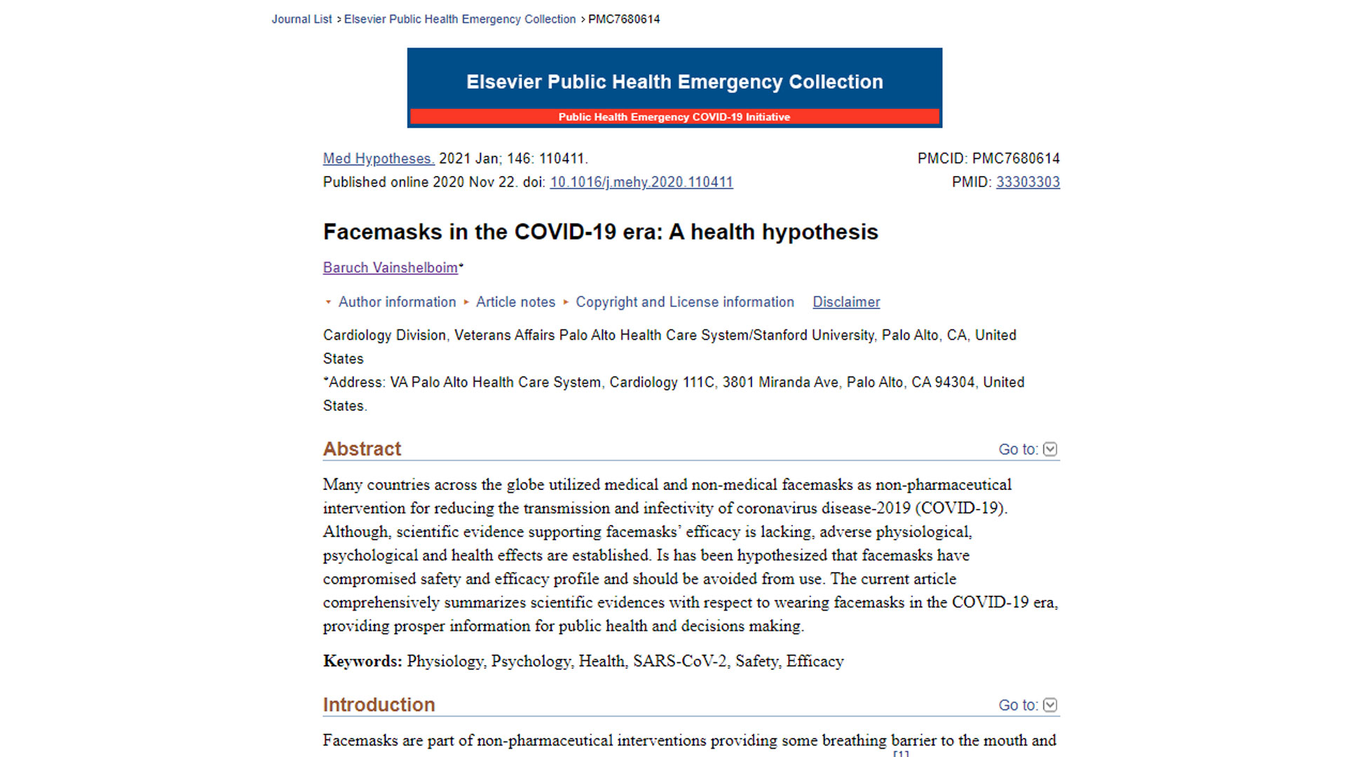 Facemasks in the COVID-19 era: A health hypothesis